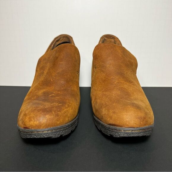 Womens BOC Born Concept Brown Leather Slip On Block Heeled Shoes / Size 9 - Picture 3 of 9